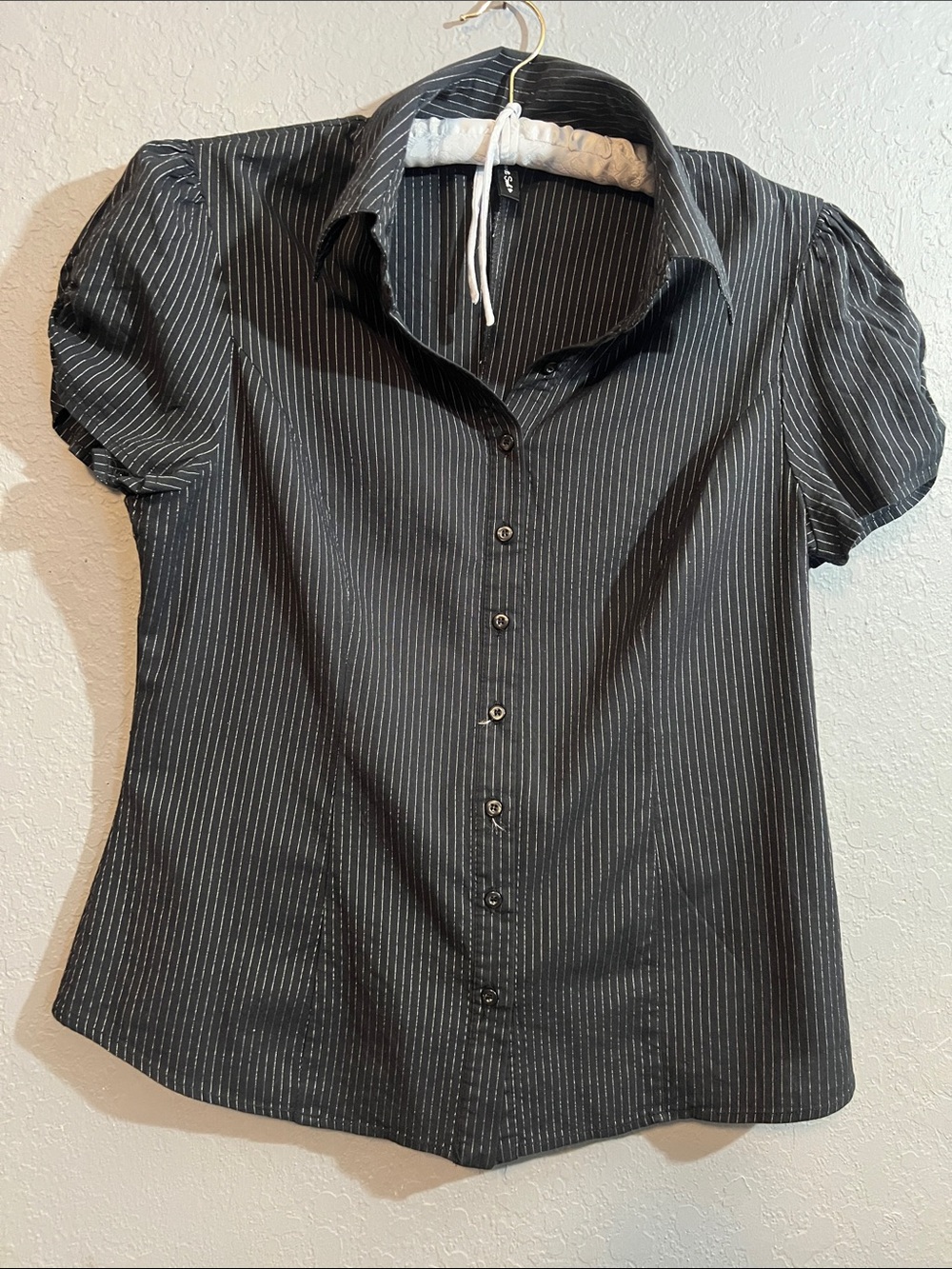 HeartSoul Black Pinstripe Button-Down Shirt